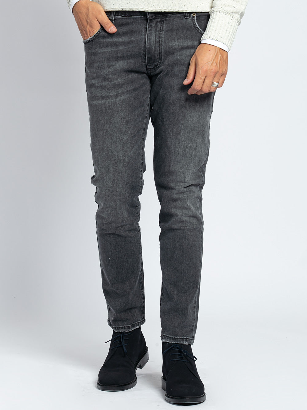 Jeans in denim elasticizzato grigio