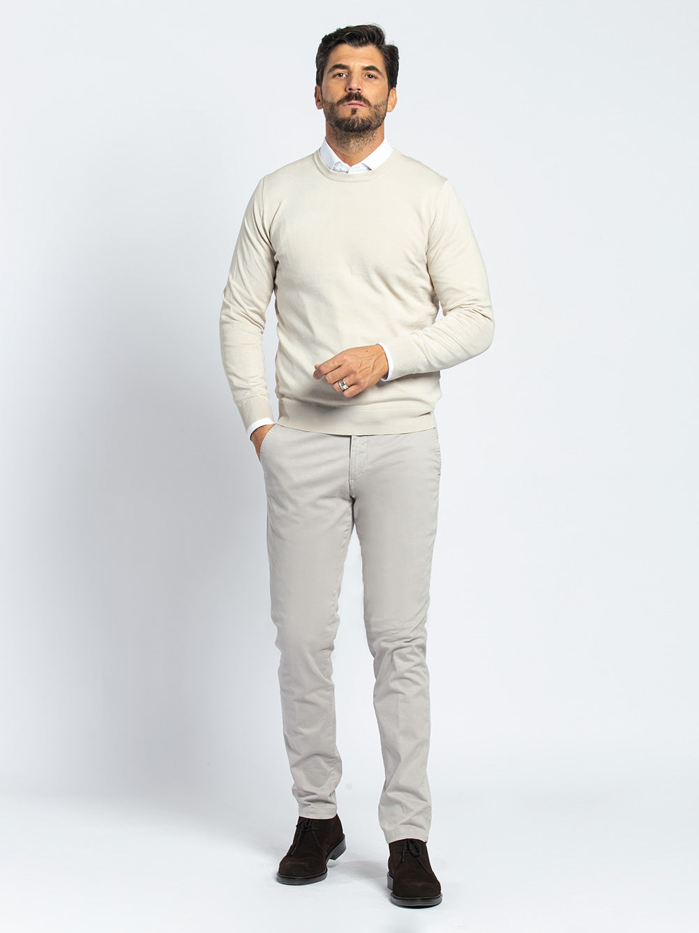 Pantalone in cotone stretch smerigliato